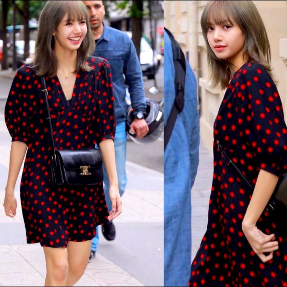 Celine by Hedi Slimane SS19 Polka Dot Crepe Dress Sz.42